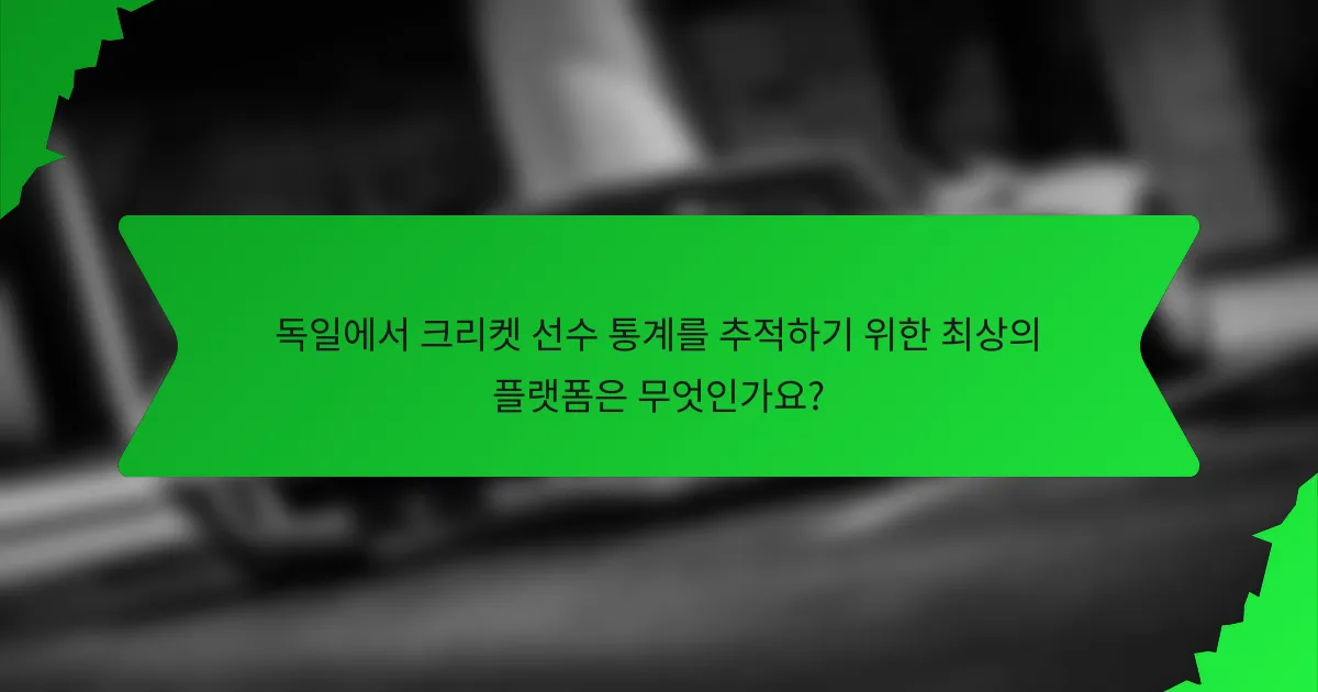 독일에서 크리켓 선수 통계를 추적하기 위한 최상의 플랫폼은 무엇인가요?
