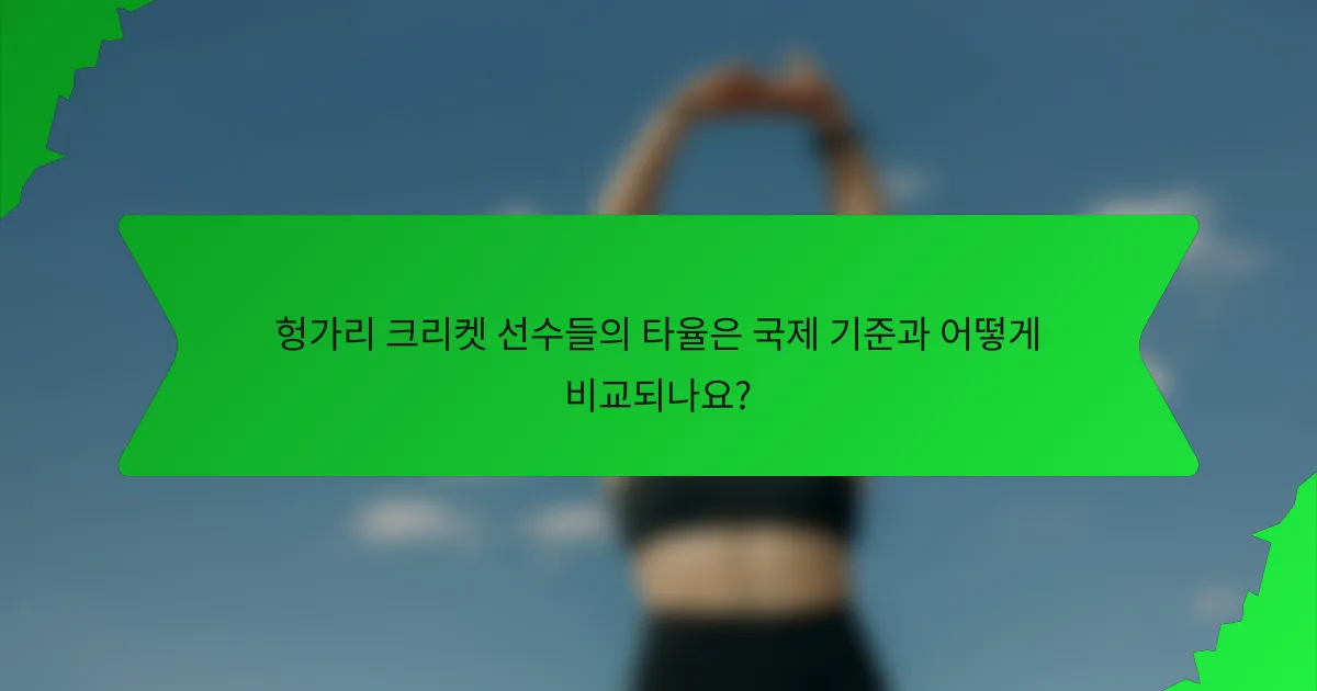 헝가리 크리켓 선수들의 타율은 국제 기준과 어떻게 비교되나요?