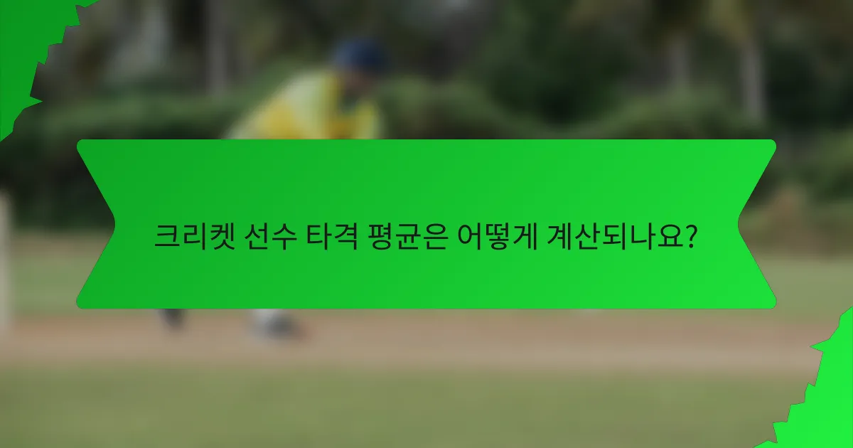 크리켓 선수 타격 평균은 어떻게 계산되나요?