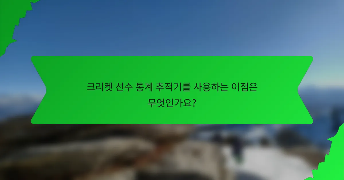 크리켓 선수 통계 추적기를 사용하는 이점은 무엇인가요?