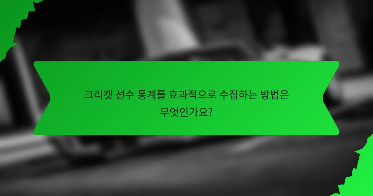 크리켓 선수 통계를 효과적으로 수집하는 방법은 무엇인가요?