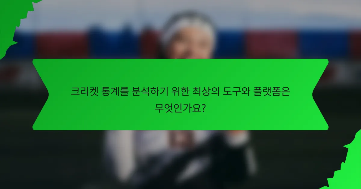 크리켓 통계를 분석하기 위한 최상의 도구와 플랫폼은 무엇인가요?