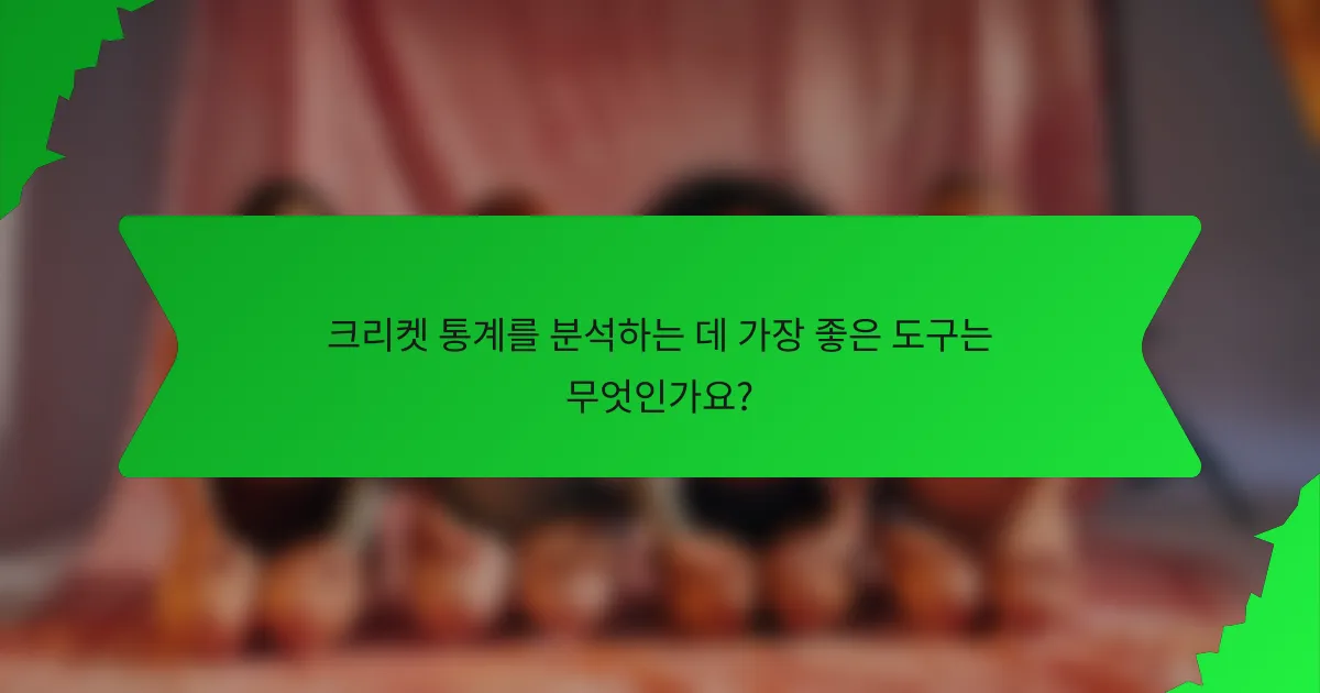 크리켓 통계를 분석하는 데 가장 좋은 도구는 무엇인가요?