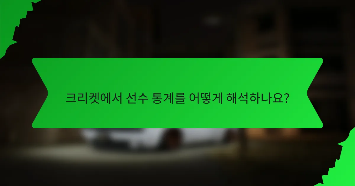 크리켓에서 선수 통계를 어떻게 해석하나요?