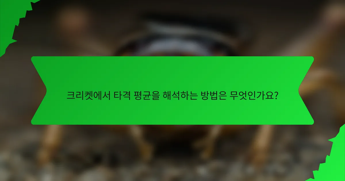 크리켓에서 타격 평균을 해석하는 방법은 무엇인가요?