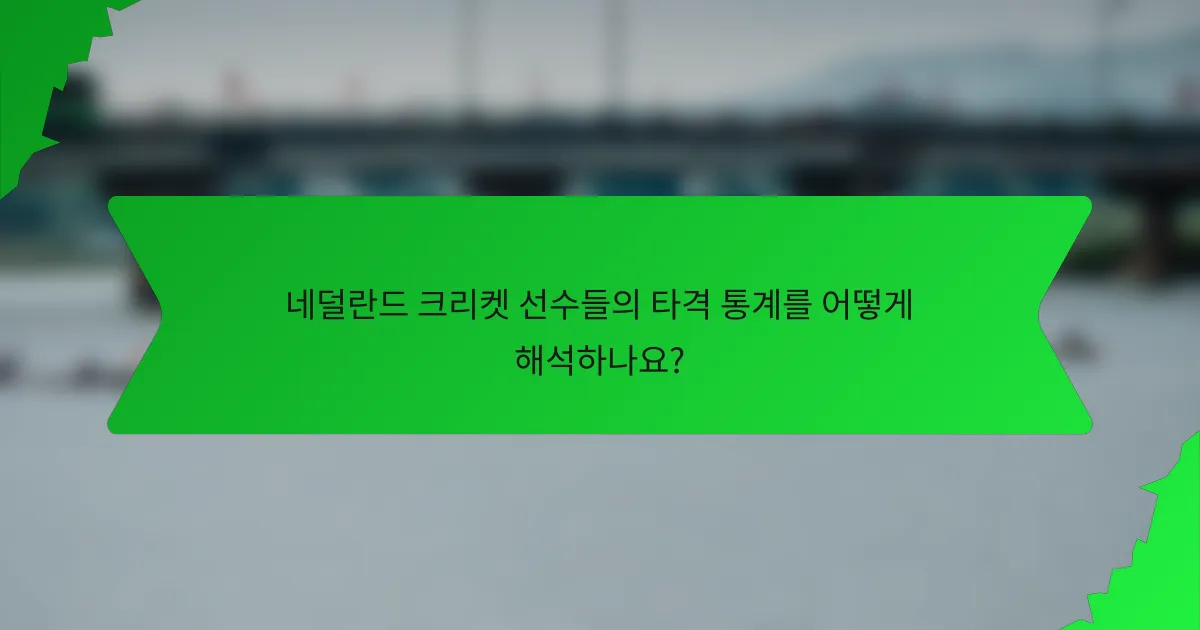 네덜란드 크리켓 선수들의 타격 통계를 어떻게 해석하나요?